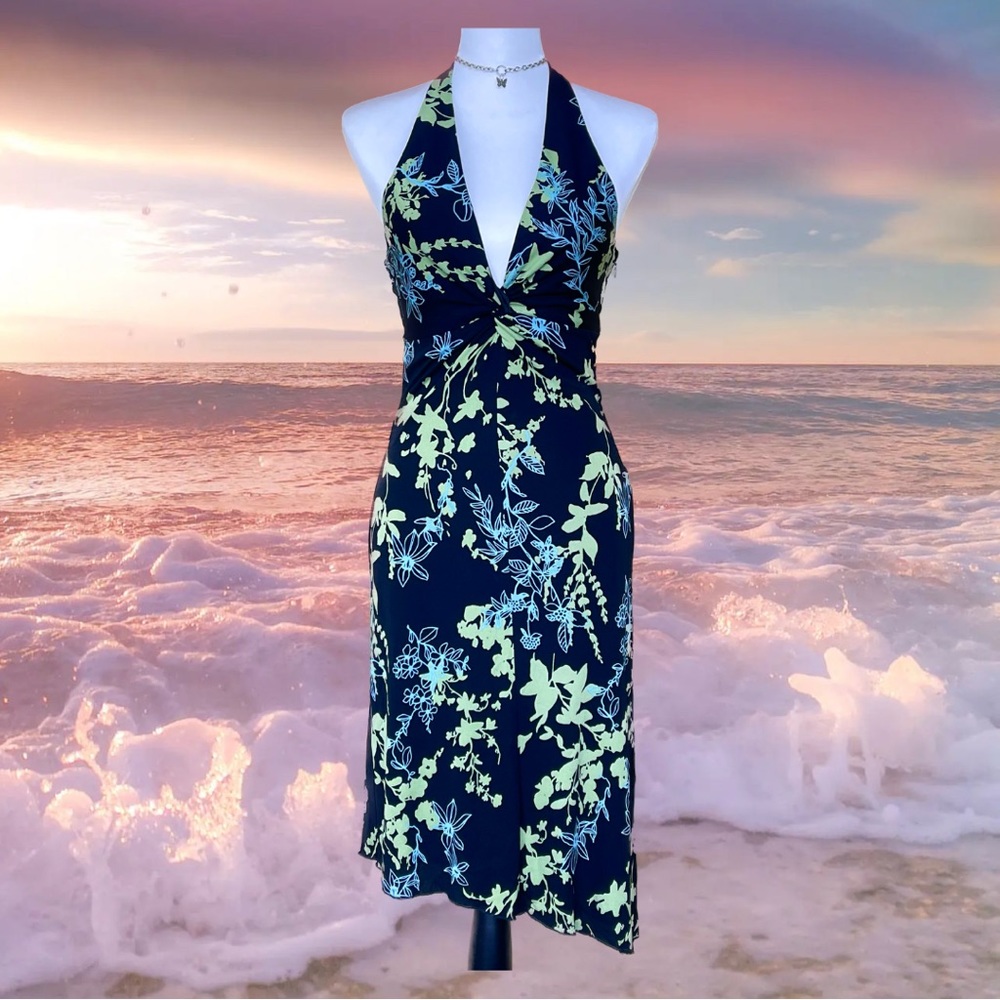 Vintage Bebe Floral Halter Dress - Size M
